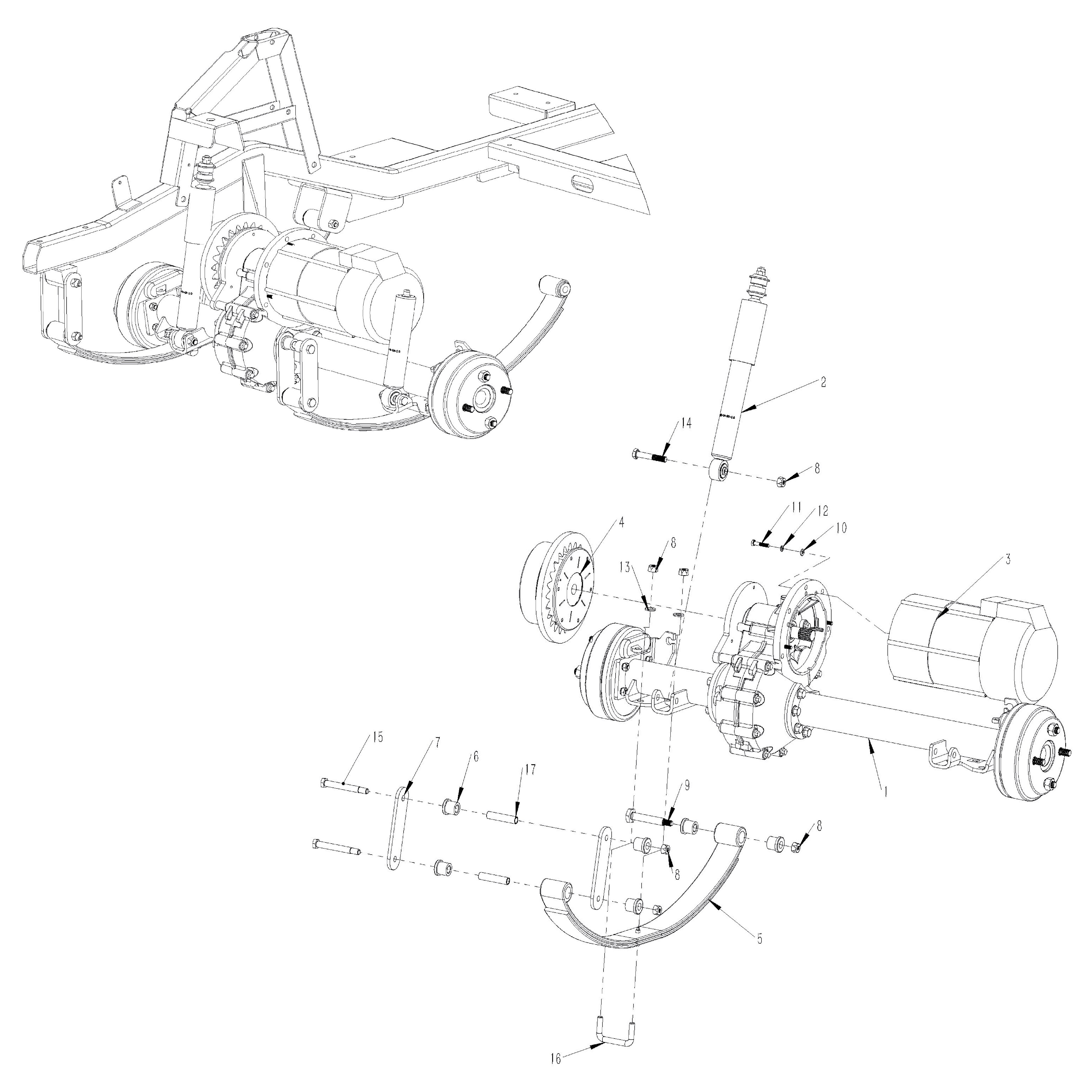 GMF2X Golf Cart Part Rear Suspension Assembly